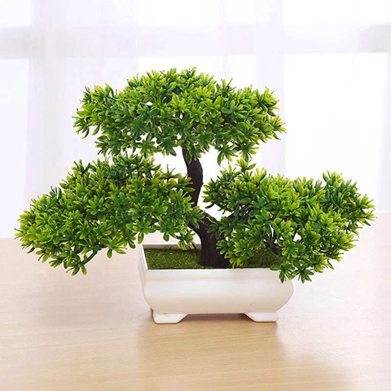 Bonsai Garden Home - 1 قطعة نباتات اصطناعية خضراء بونساي